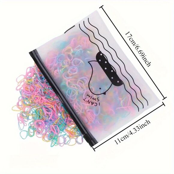 1000 pc Small Purple Elastic Hair Bands Ties & Storage Bag Toddler Baby Girl New - Picture 2 of 2